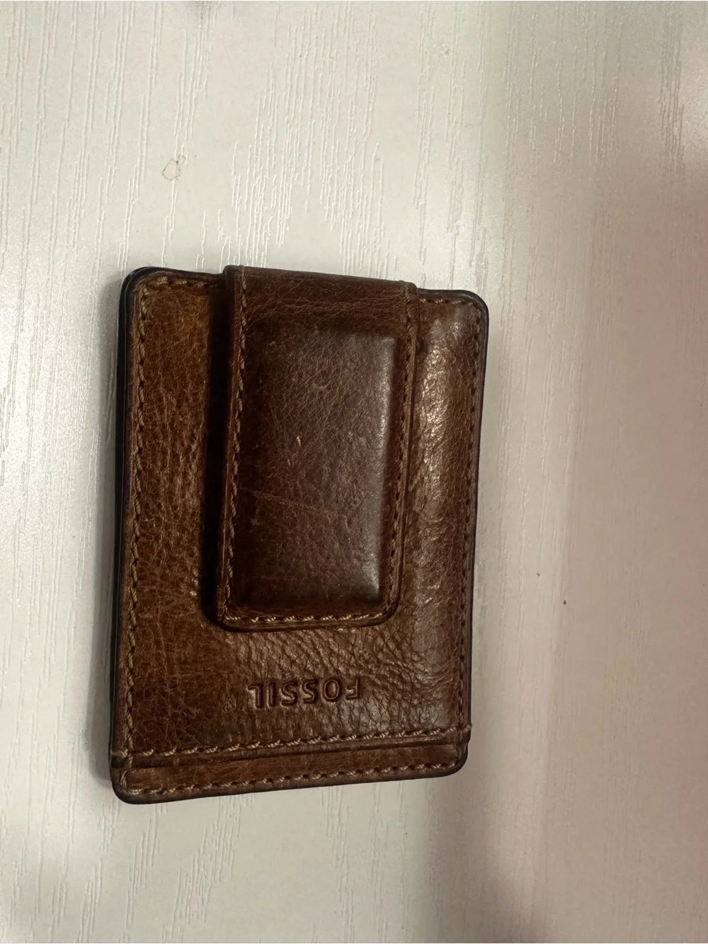 Fossil Dark Brown Leather Card Holder with Front Slots